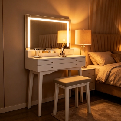 Dressing Table with LED mirror & stool / DT053BM