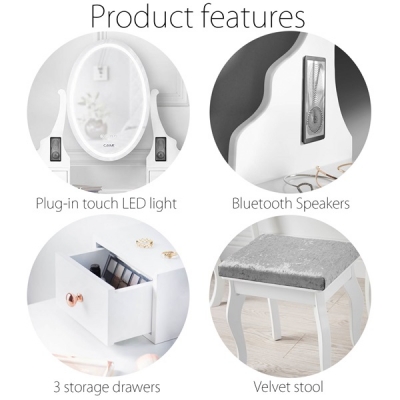 Dressing Table with LED mirror & stool / DT032