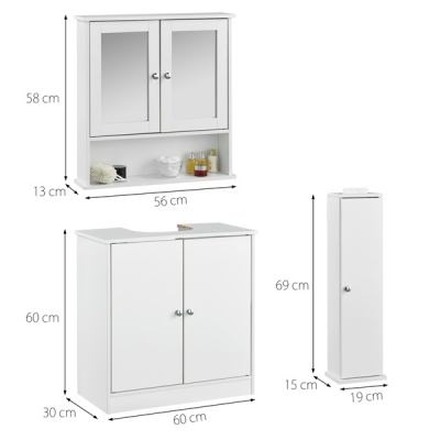 3-piece white bathroom set / BC343