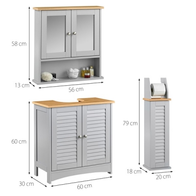 3-piece grey bathroom set / BC432